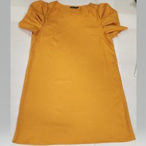 SHEIN Puff Sleeve Scallop Trim Tunic Dress